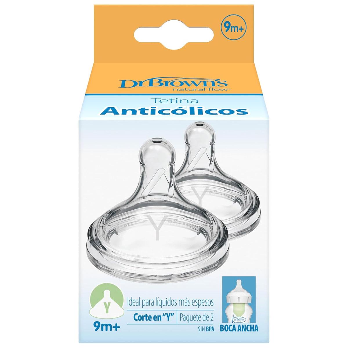 Dr Brown Options+ Y-Cut Cereal Teat Wide-Neck Fast Flow Silicone 9 Months+ Transparent - Image 4