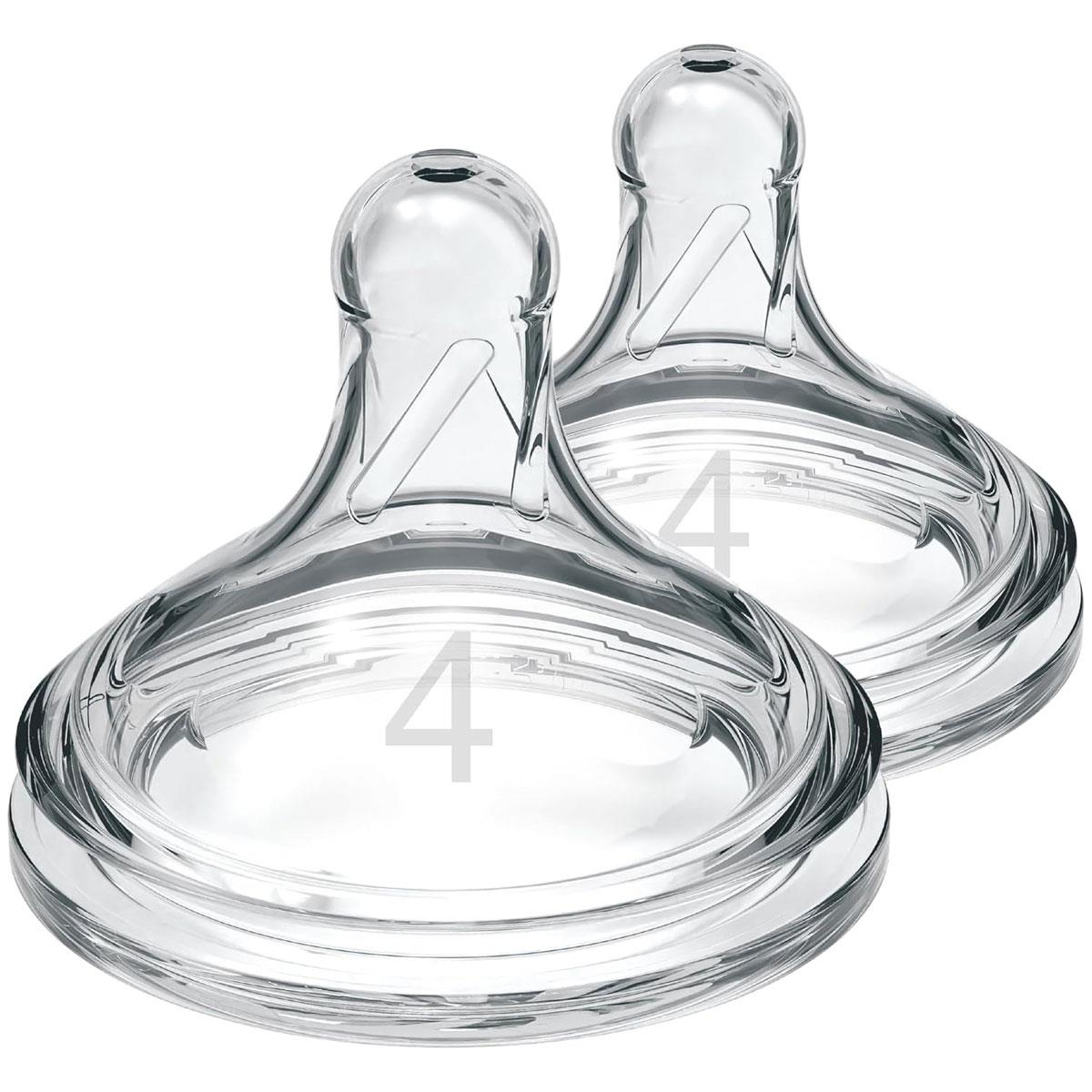 Dr Brown Options+ Level 4 Baby Bottle Teats Wide-Neck Fast Flow Silicone 9 Months+ Pack of 2
