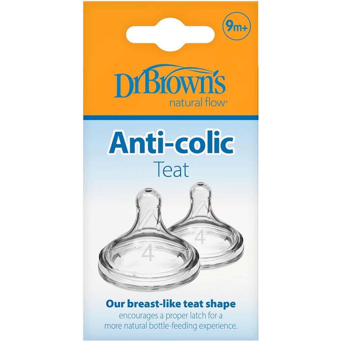 Dr Brown Options+ Level 4 Baby Bottle Teats Wide-Neck Fast Flow Silicone 9 Months+ Pack of 2 - Image 4