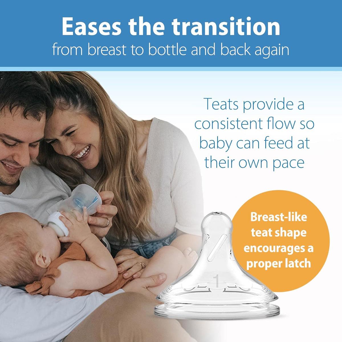 Dr Brown Options+ Level 4 Baby Bottle Teats Wide-Neck Fast Flow Silicone 9 Months+ Pack of 2 - Image 5