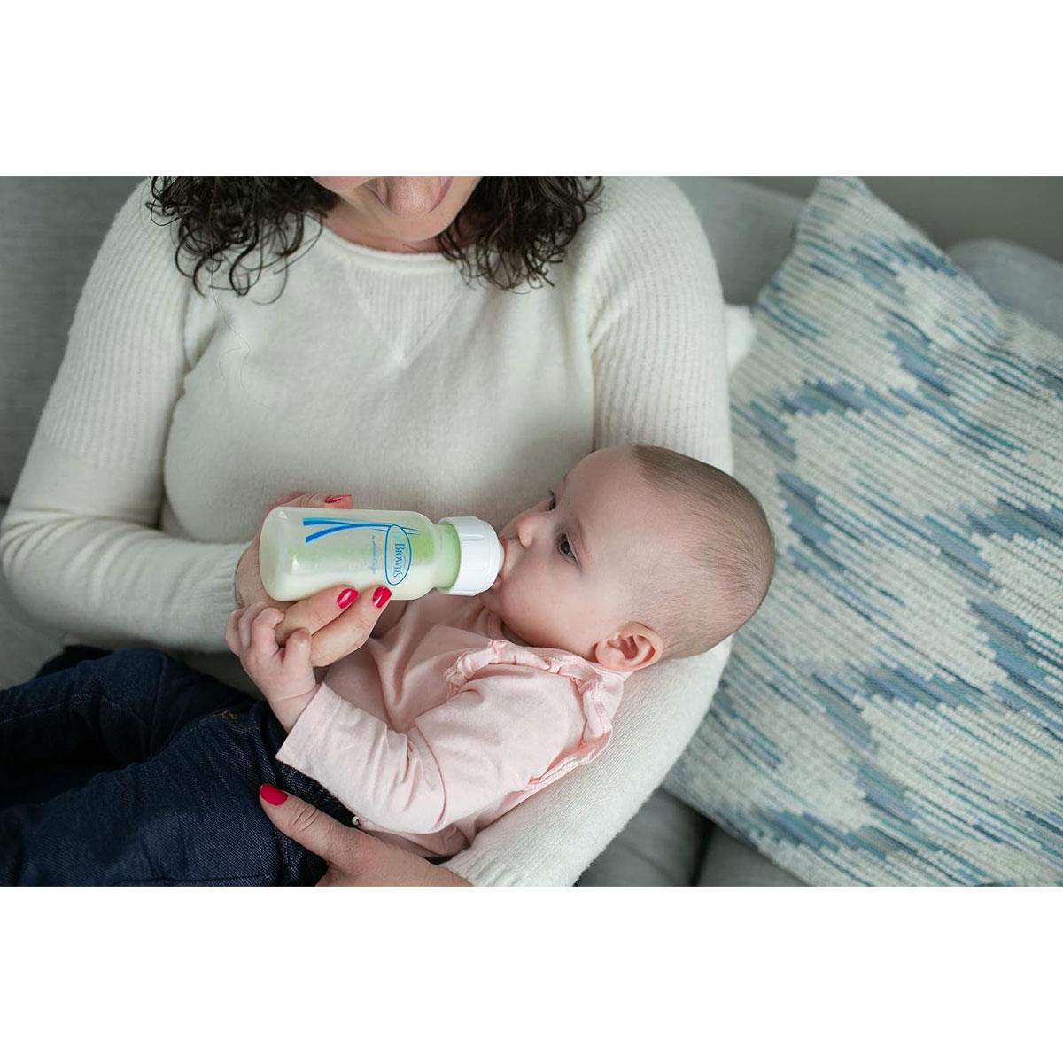 Dr Brown Options+ Anti-Colic Baby Bottle Narrow Neck 120ml Level 1 Slow Flow BPA-Free 1 Pack - Image 5