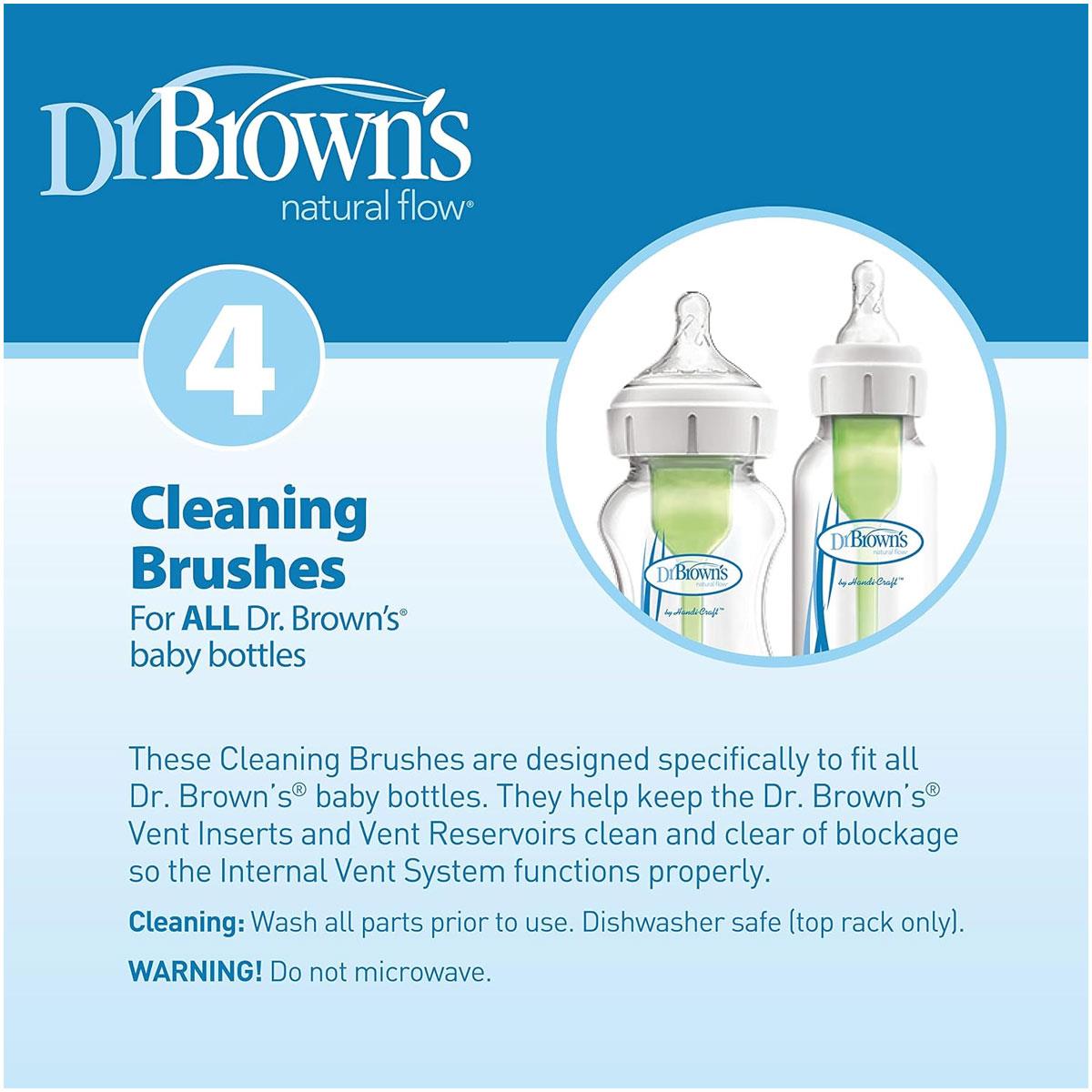Dr Brown Baby Bottle Vent Cleaning Brushes Nylon Polypropylene 4 Pack - Image 5