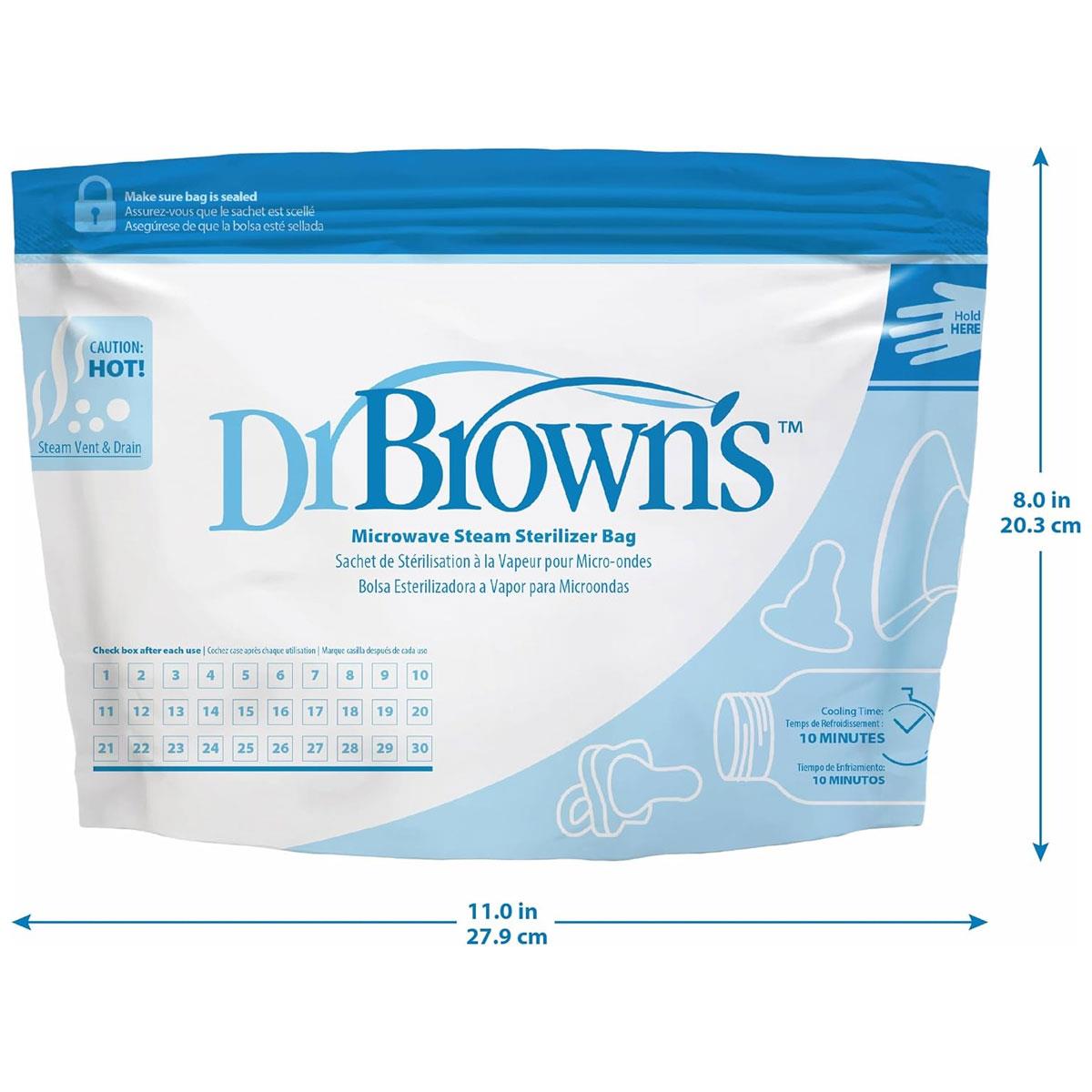 Dr Brown Microwave Steam Sterilizer Bags Baby Bottle Travel Reusable 5 Pack BPA-Free - Image 3