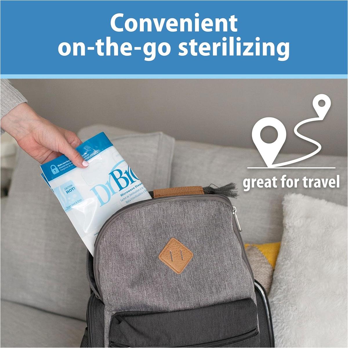 Dr Brown Microwave Steam Sterilizer Bags Baby Bottle Travel Reusable 5 Pack BPA-Free - Image 5
