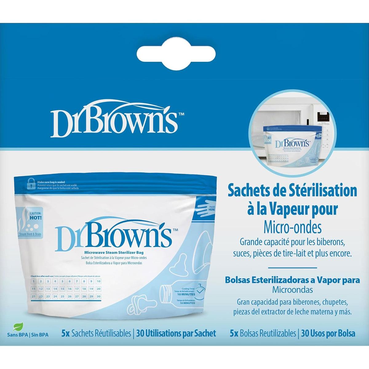 Dr Brown Microwave Steam Sterilizer Bags Baby Bottle Travel Reusable 5 Pack BPA-Free - Image 8