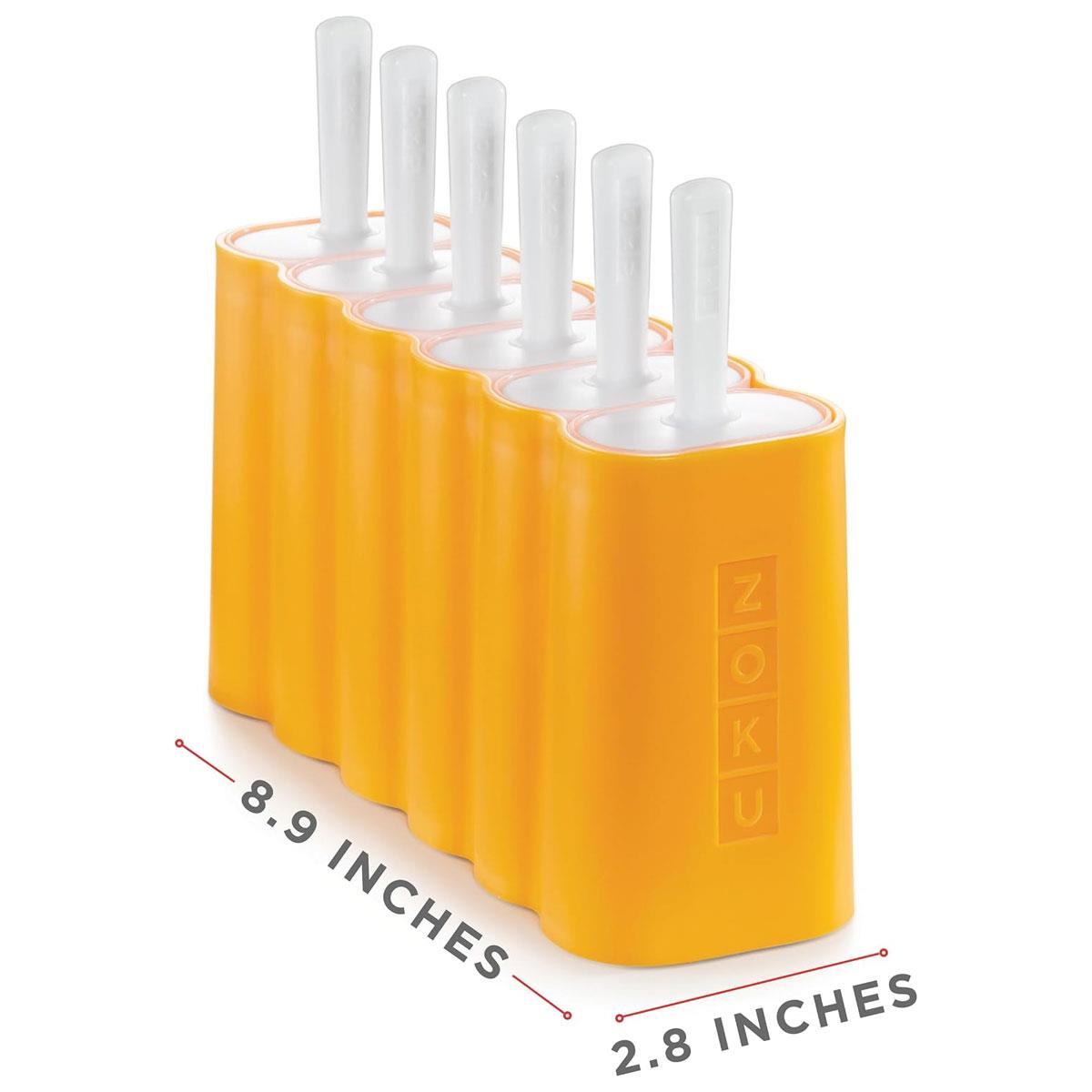 Zoku Mod Ice Lolly Pop Mould Set of 6 Orange BPA-Free Polypropylene Reusable Popsicle Moulds with Drip Guards - Image 5