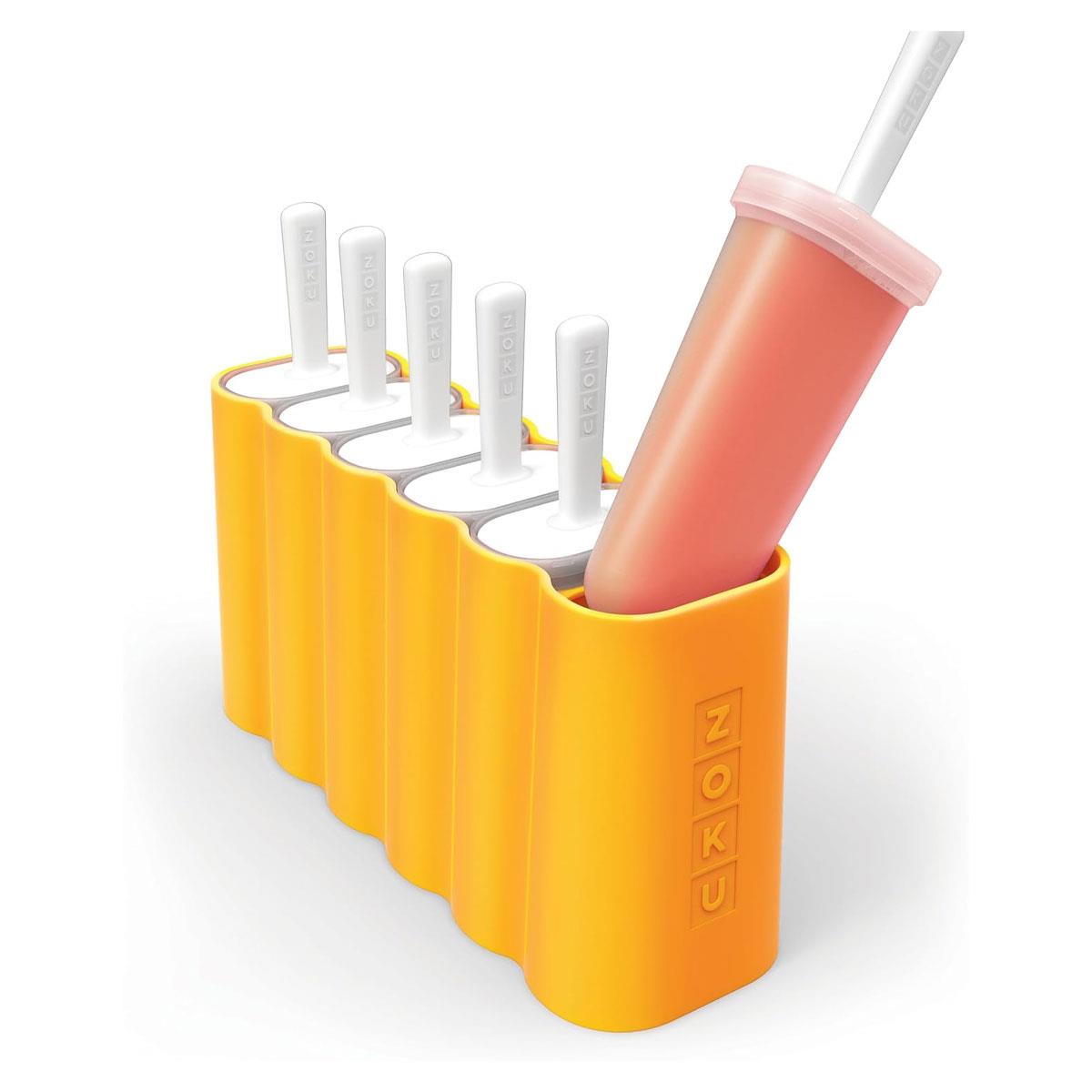 Zoku Mod Ice Lolly Pop Mould Set of 6 Orange BPA-Free Polypropylene Reusable Popsicle Moulds with Drip Guards - Image 7
