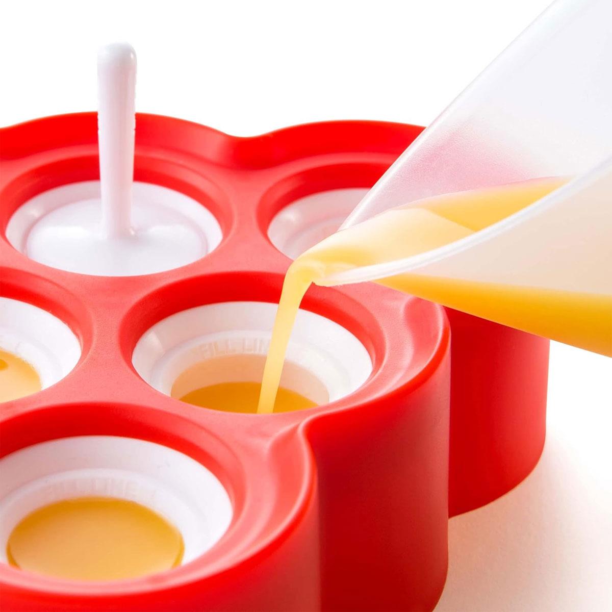 Zoku Mini Ice Pop Moulds - Red 9 Reusable Silicone Popsicle Moulds with Drip Guard Sticks - Image 4
