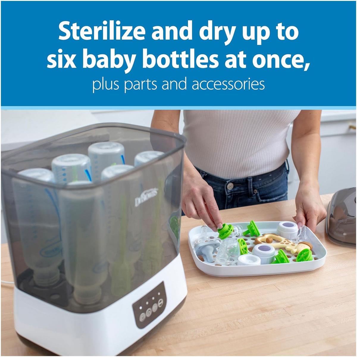 Dr Brown All-in-One Baby Bottle Steriliser and Dryer Steam HEPA Filter 6 Bottle Capacity White/Grey - Image 4