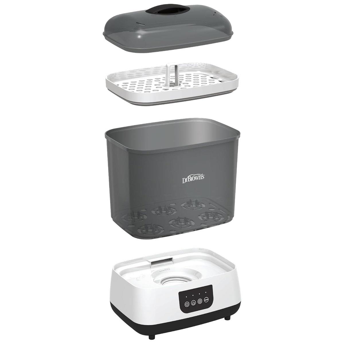 Dr Brown All-in-One Baby Bottle Steriliser and Dryer Steam HEPA Filter 6 Bottle Capacity White/Grey - Image 7