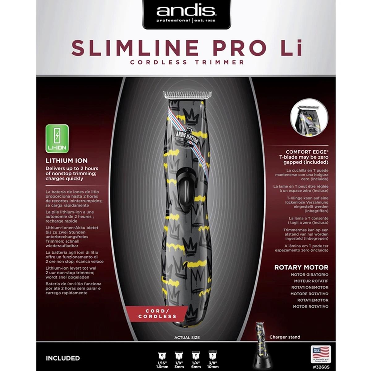 Andis Slimline Pro Li Cordless Hair Trimmer Lithium-Ion Rechargeable, T-Blade, 6,000 SPM, Dual Voltage 100-240V - Image 5