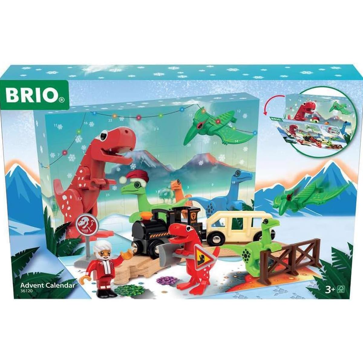 BRIO World Advent Calendar 2025 Dinosaur Christmas Railway Set With Train Wagon Wooden Tracks And Figures - Image 2