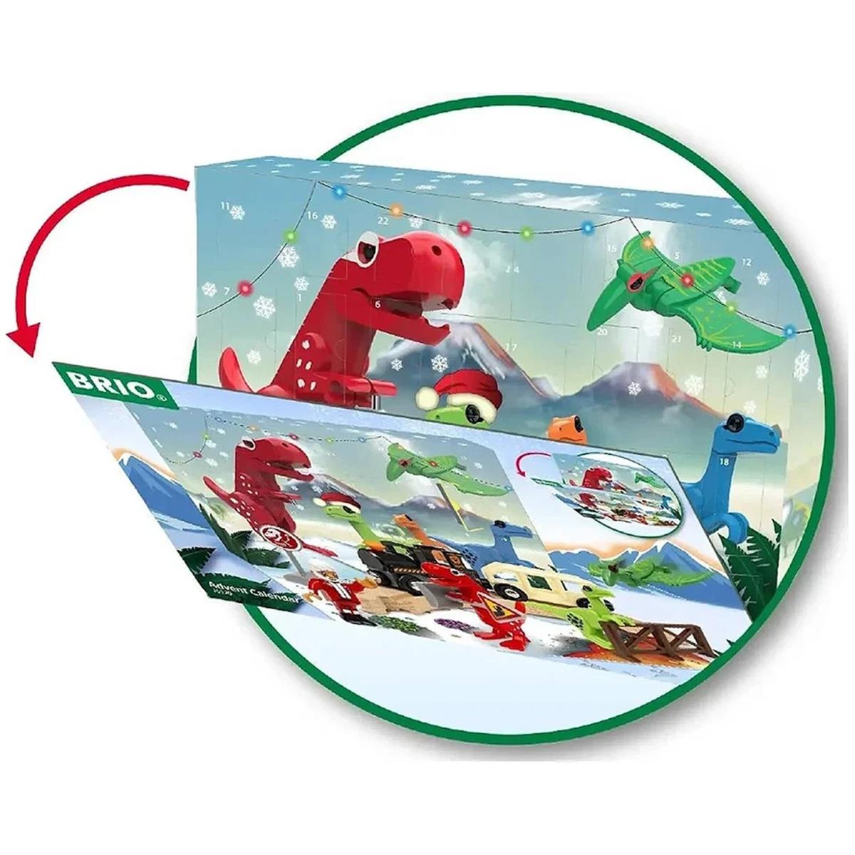 BRIO World Advent Calendar 2025 Dinosaur Christmas Railway Set With Train Wagon Wooden Tracks And Figures - Image 4