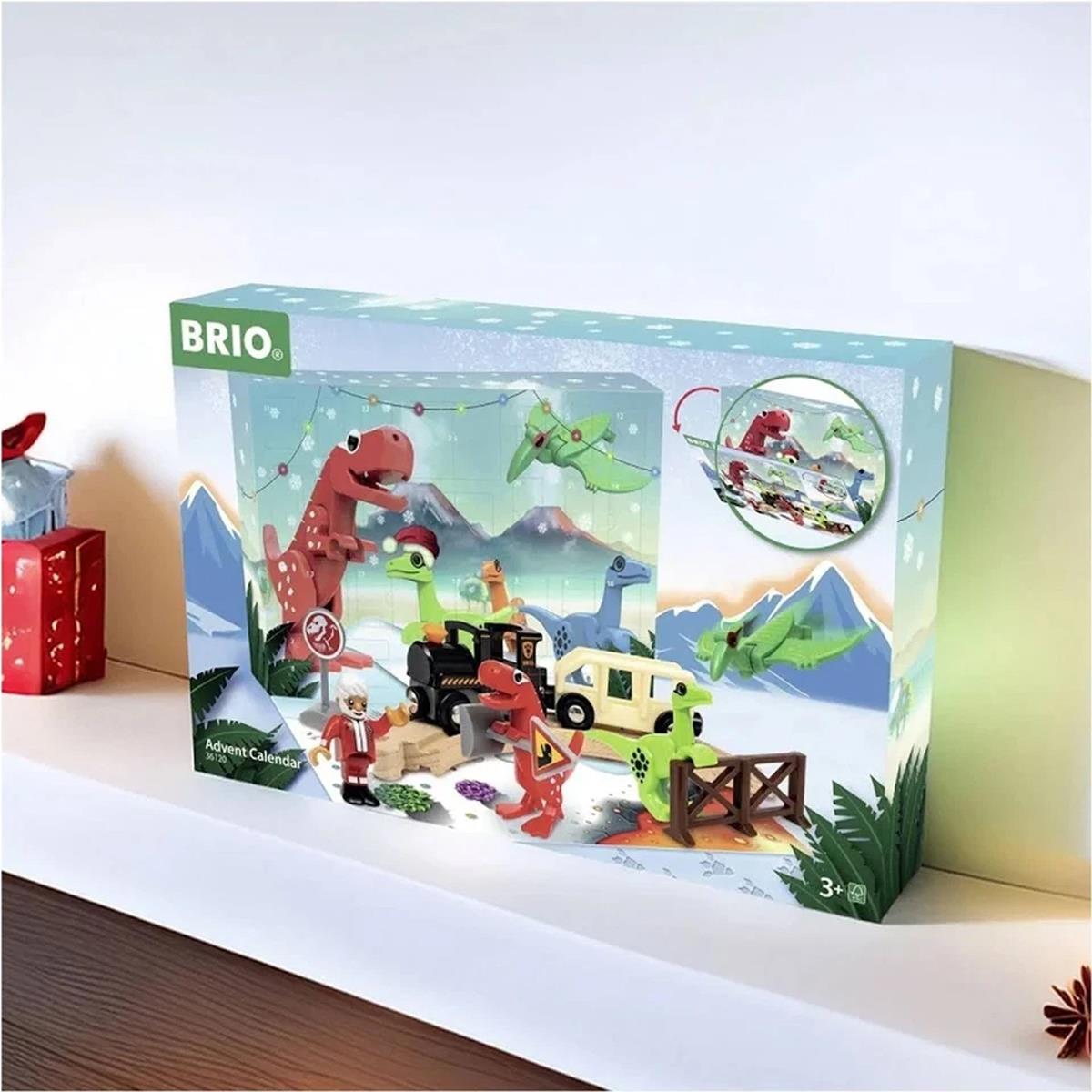 BRIO World Advent Calendar 2025 Dinosaur Christmas Railway Set With Train Wagon Wooden Tracks And Figures - Image 6