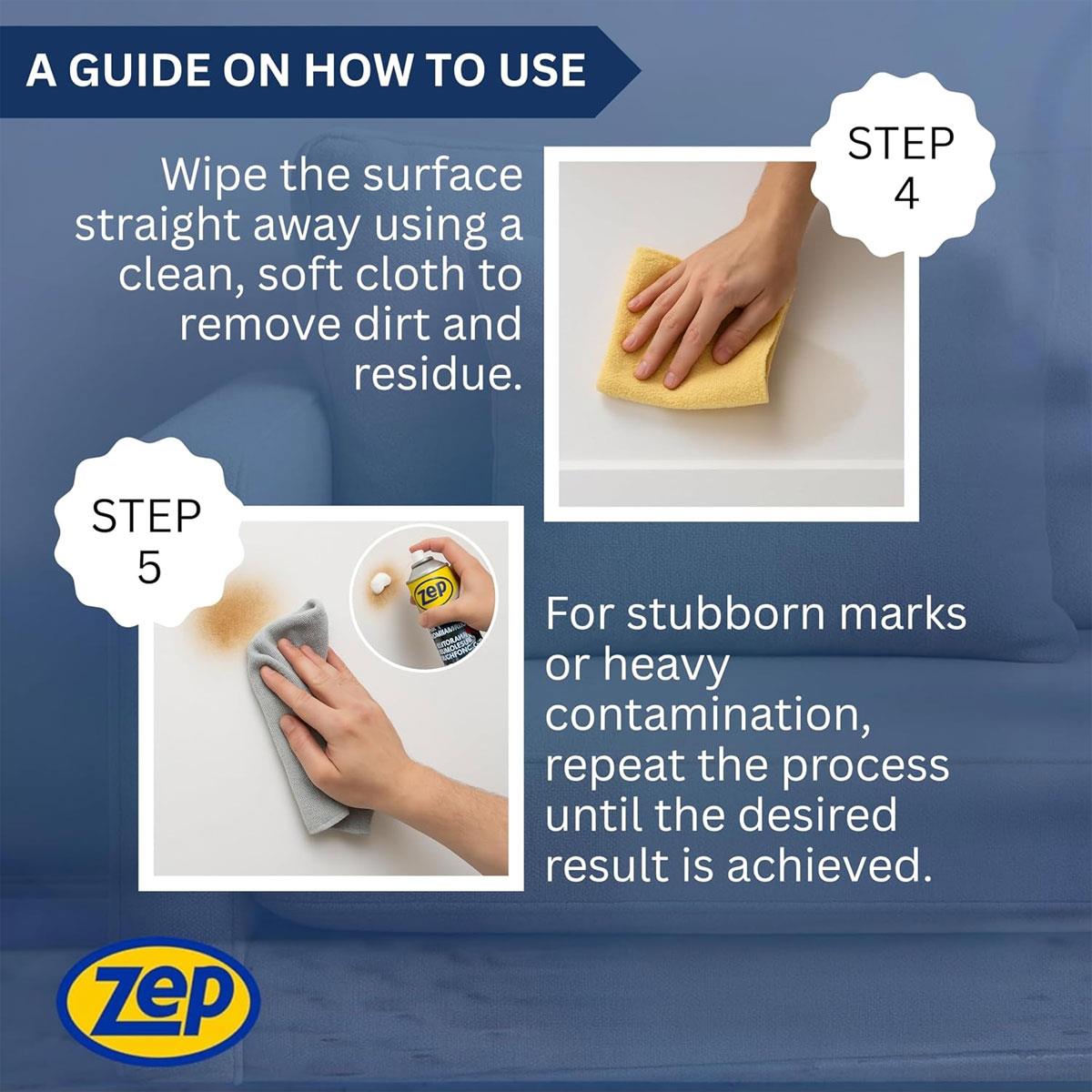 Zep Multi-Purpose Foam Cleaner 500ml Aerosol - Anti-Static Multi-Surface Stain Remover for Walls Furniture & Upholstery - Image 3