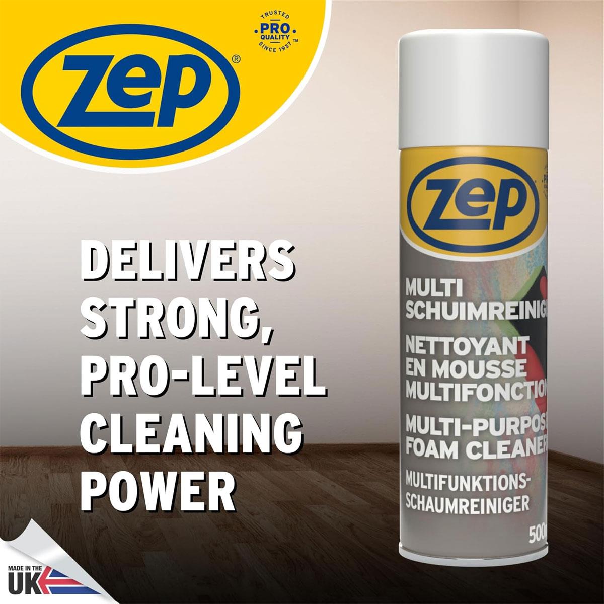 Zep Multi-Purpose Foam Cleaner 500ml Aerosol - Anti-Static Multi-Surface Stain Remover for Walls Furniture & Upholstery - Image 7