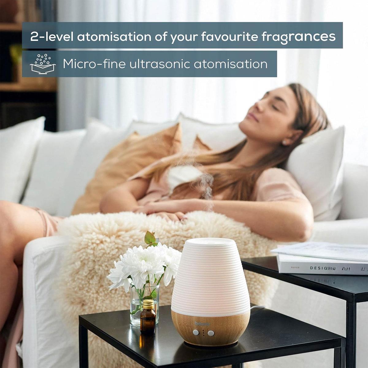Beurer Aroma Diffuser Ultrasonic Bamboo & Porcelain 180ml Colour-Changing LED - Image 2