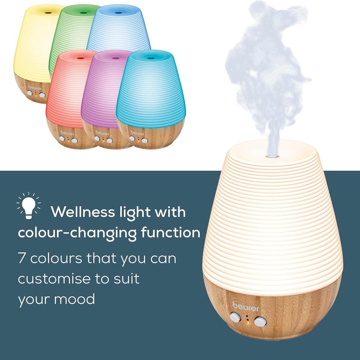 Beurer Aroma Diffuser Ultrasonic Bamboo & Porcelain 180ml Colour-Changing LED - Image 3