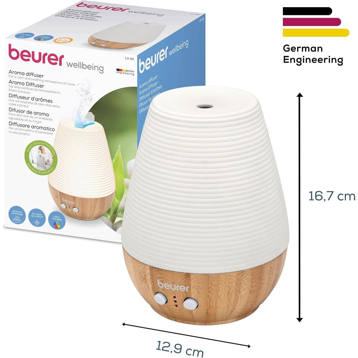Beurer Aroma Diffuser Ultrasonic Bamboo & Porcelain 180ml Colour-Changing LED - Image 7