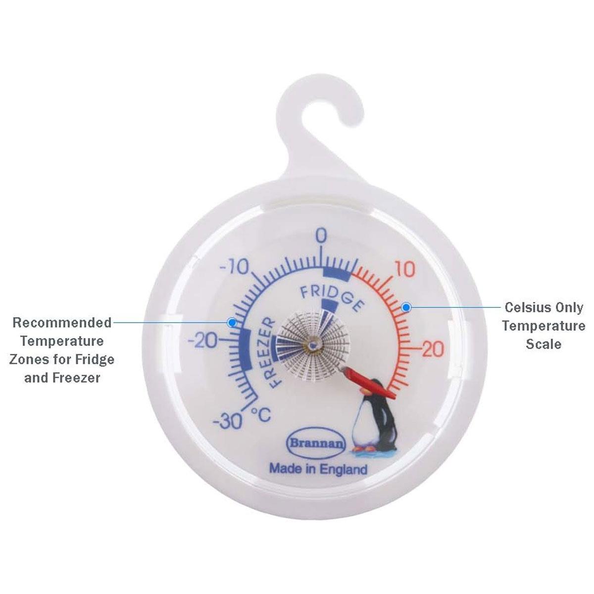 Brannan Fridge Freezer Thermometer 65mm Classic Dial Penguin Design -30 to +27°C White - Image 3