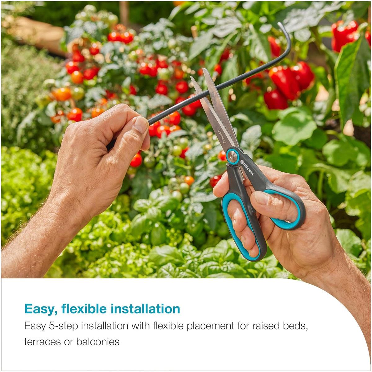 GARDENA AquaBloom L Solar-Powered Automatic Irrigation System 20 m Drip Tube 30 Plants 14 Programs Patio & Raised Beds - Image 2