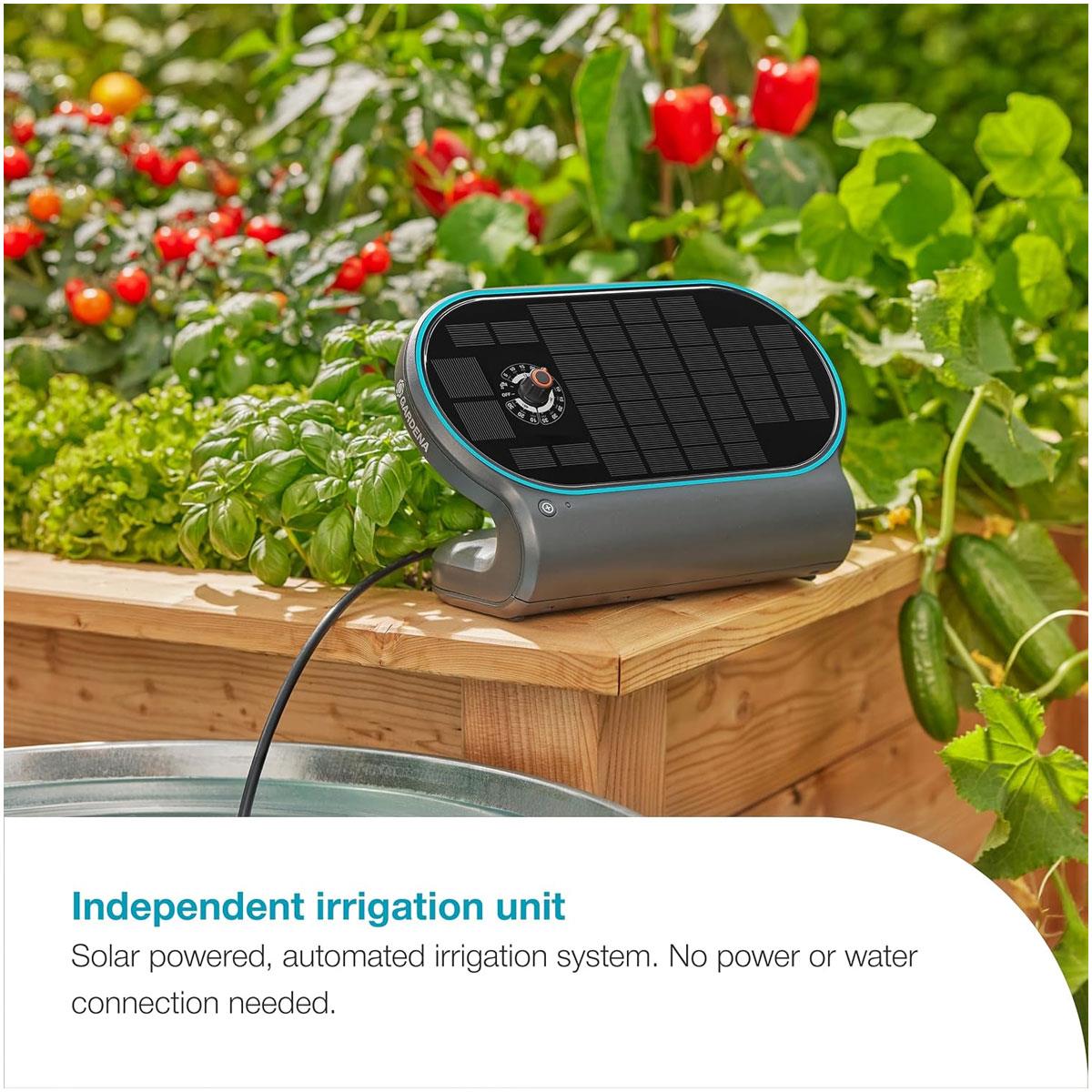 GARDENA AquaBloom L Solar-Powered Automatic Irrigation System 20 m Drip Tube 30 Plants 14 Programs Patio & Raised Beds - Image 4
