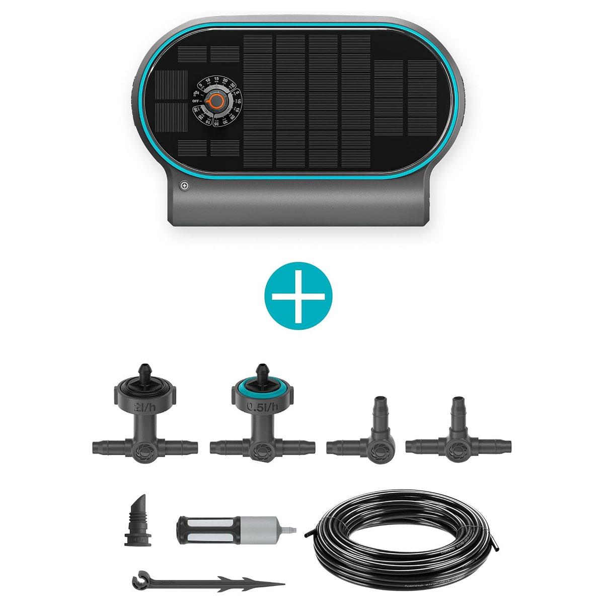 GARDENA AquaBloom L Solar-Powered Automatic Irrigation System 20 m Drip Tube 30 Plants 14 Programs Patio & Raised Beds - Image 9