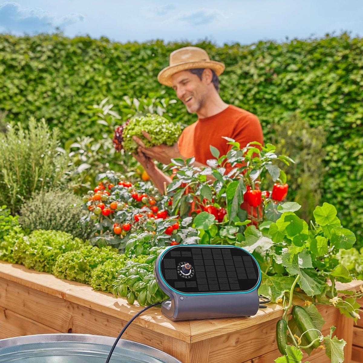 GARDENA AquaBloom L Solar-Powered Automatic Irrigation System 20 m Drip Tube 30 Plants 14 Programs Patio & Raised Beds - Image 10