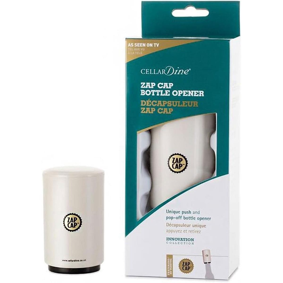 CellarDine Zap Cap Bottle Opener Original White ABS Plastic Magnetic Push Down - Image 3