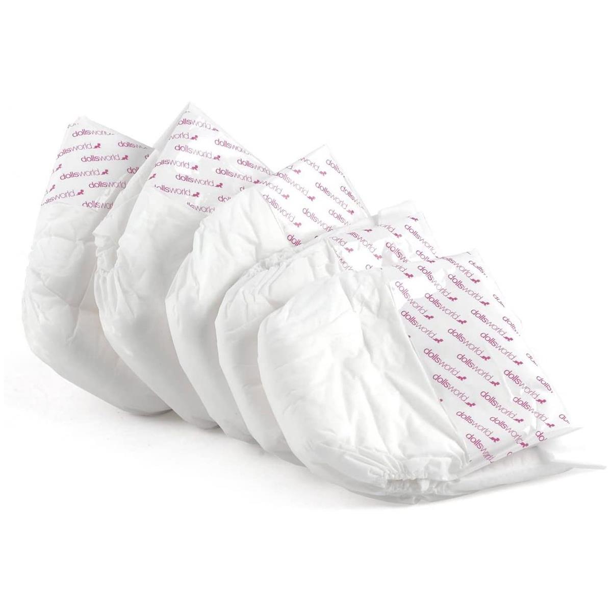 Dolls World Classic Doll Nappies 5 Pack Adjustable Pretend Diapers For Dolls Up To 46cm Dolls Accessories Ages 3+ - Image 2