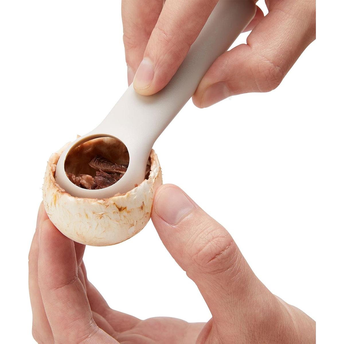 Chef'n ShroomBroom Mushroom Cleaning Brush & Corer 5.38-Inch Taupe 2-in-1 Mushroom Prep Tool - Image 5