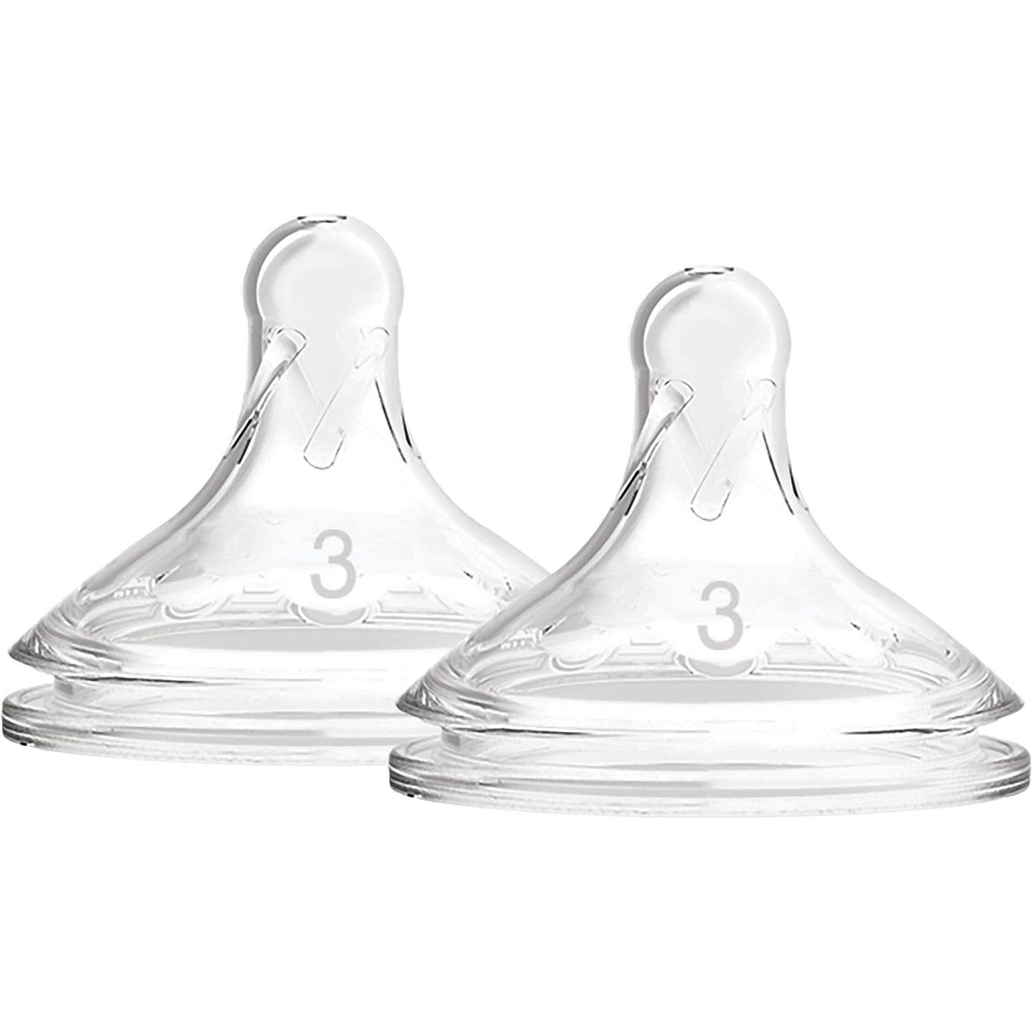 Dr Brown Natural Flow Level 3 Wide-Neck Baby Bottle Silicone Teat Medium-Fast Flow 6m+ BPA-Free 2 Pack - Image 2