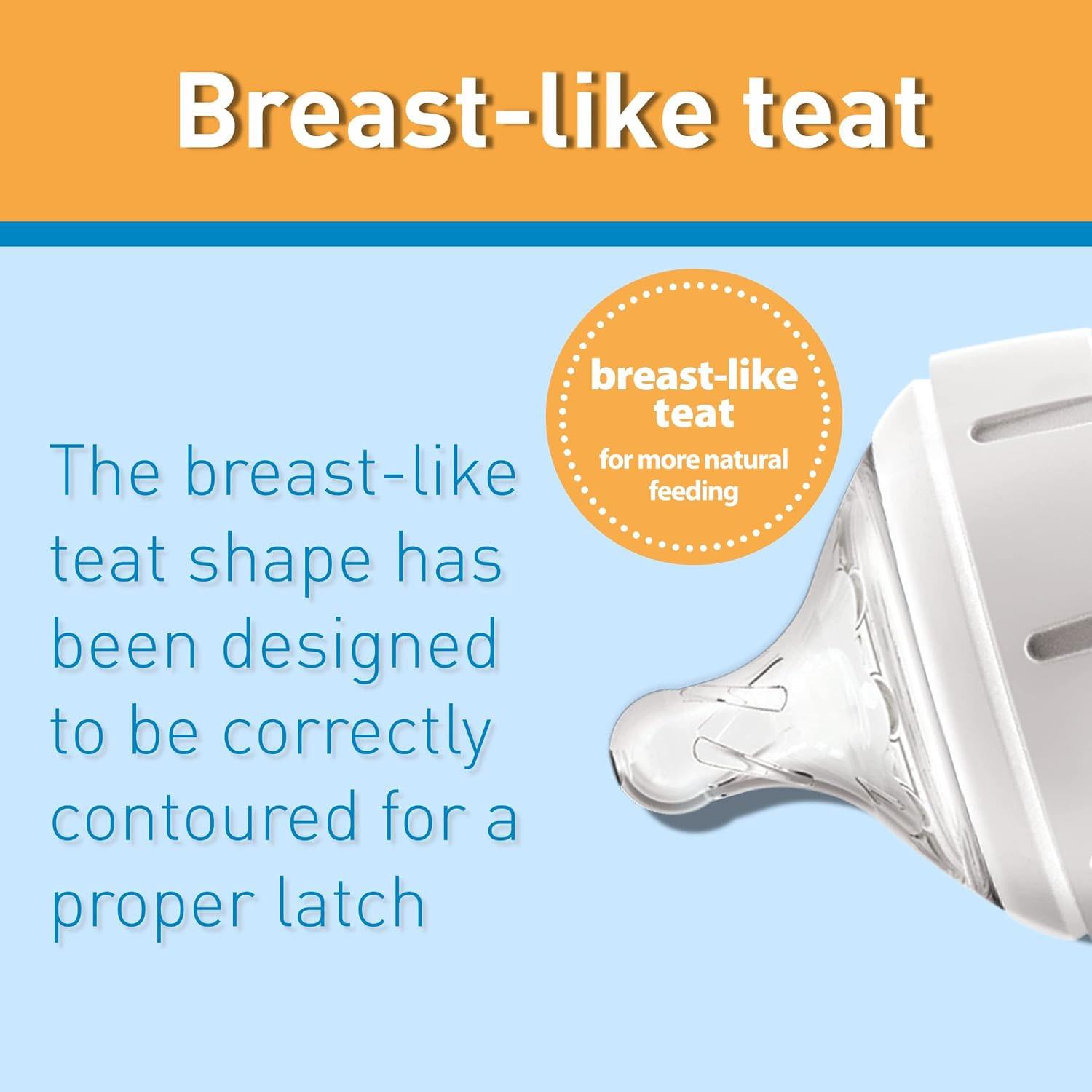 Dr Brown Natural Flow Level 3 Wide-Neck Baby Bottle Silicone Teat Medium-Fast Flow 6m+ BPA-Free 2 Pack - Image 3