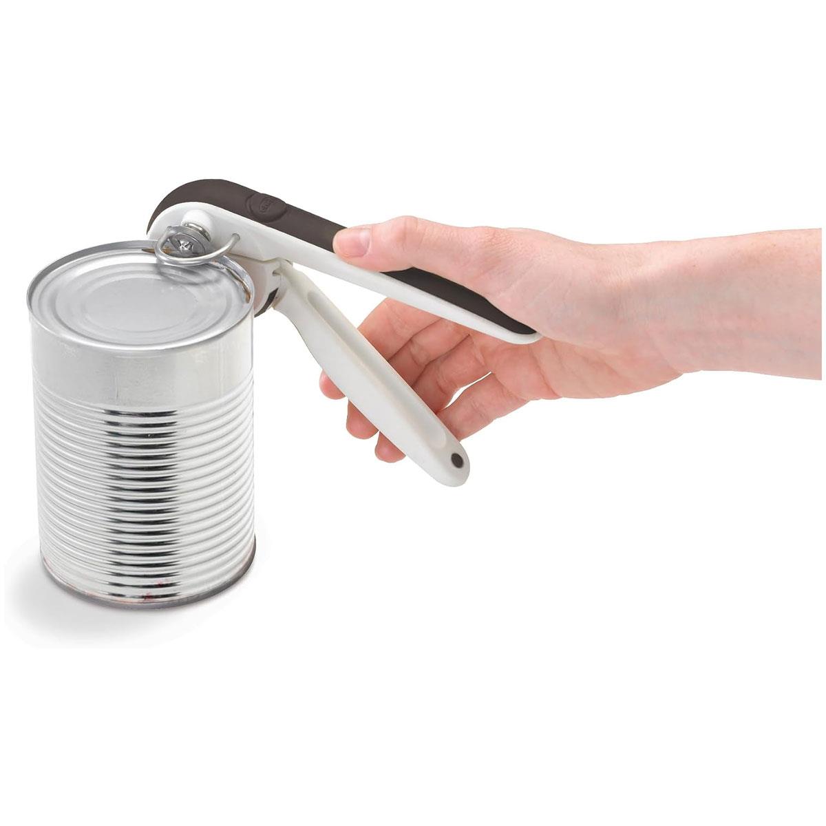 Chef'n EZ Squeeze Can Opener One-Hand Manual Can Opener with Stainless Steel Blade Ratcheting Mechanism Black/White - Image 3