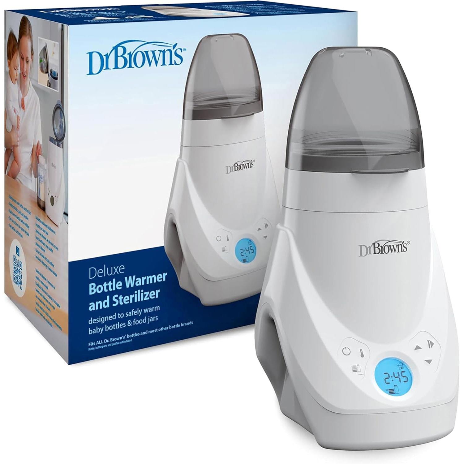 Dr Brown Deluxe Baby Bottle Warmer and Steriliser 240V 500W White Electric Steam Warmer with Sterilisation Function