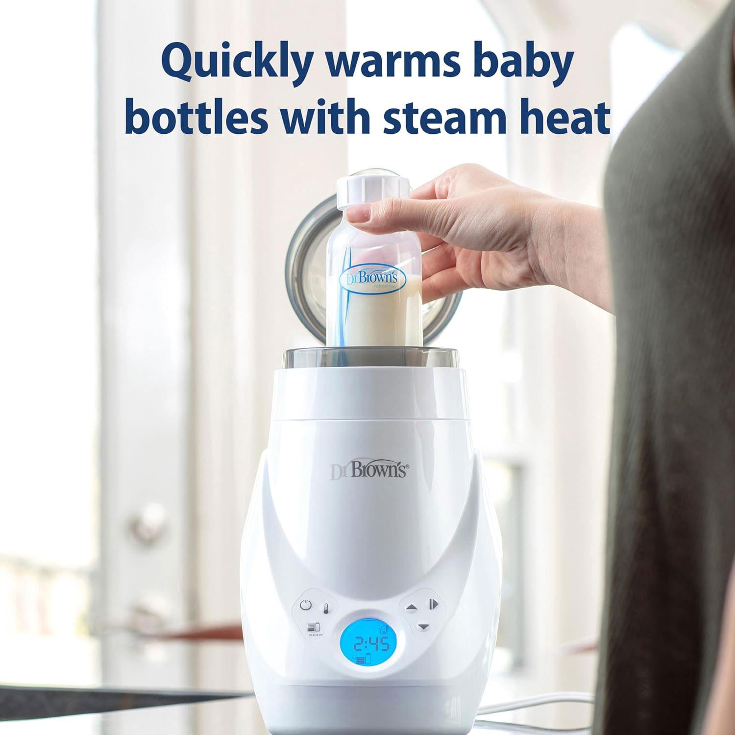 Dr Brown Deluxe Baby Bottle Warmer and Steriliser 240V 500W White Electric Steam Warmer with Sterilisation Function - Image 4