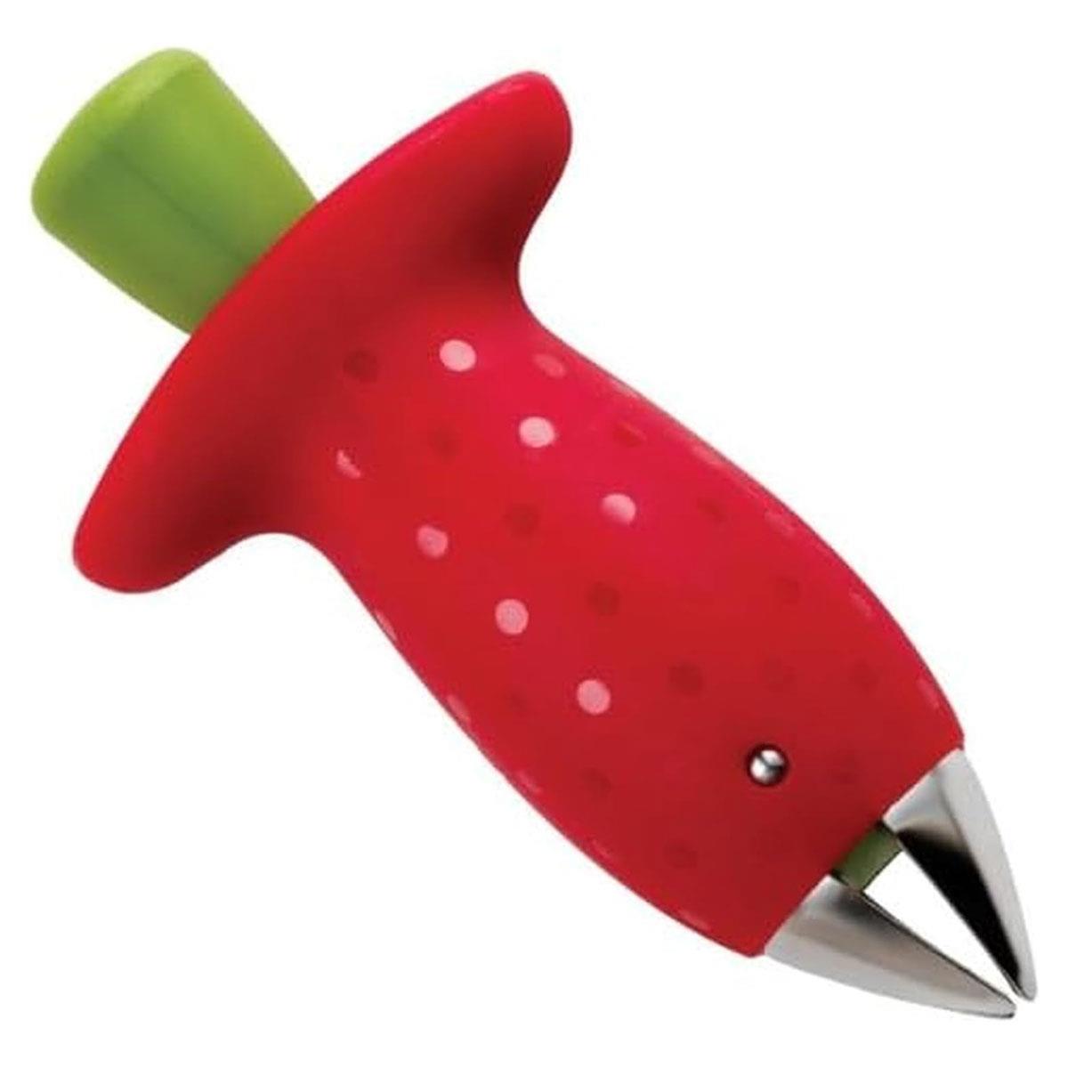 Chef'n StemGem Strawberry Huller Red/Green Stainless Steel Push-Button Fruit Stem Remover