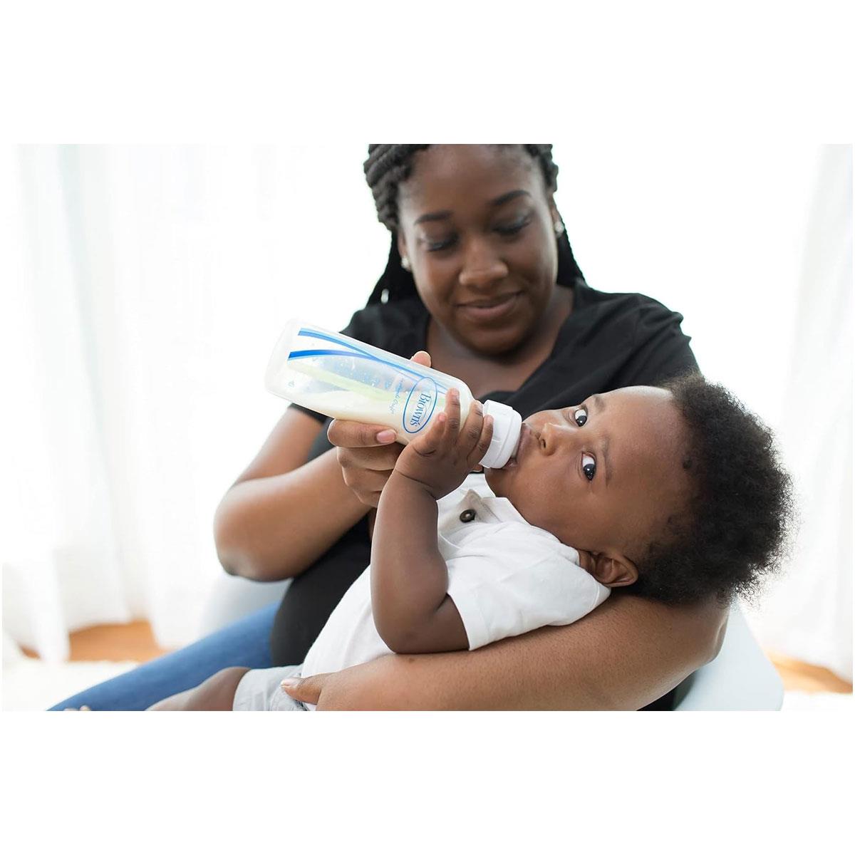 Dr Brown Natural Flow Options+ Anti-Colic Narrow Baby Bottle 250ml BPA-Free Transparent Slow-Flow Vented Teat 1 Pack - Image 6