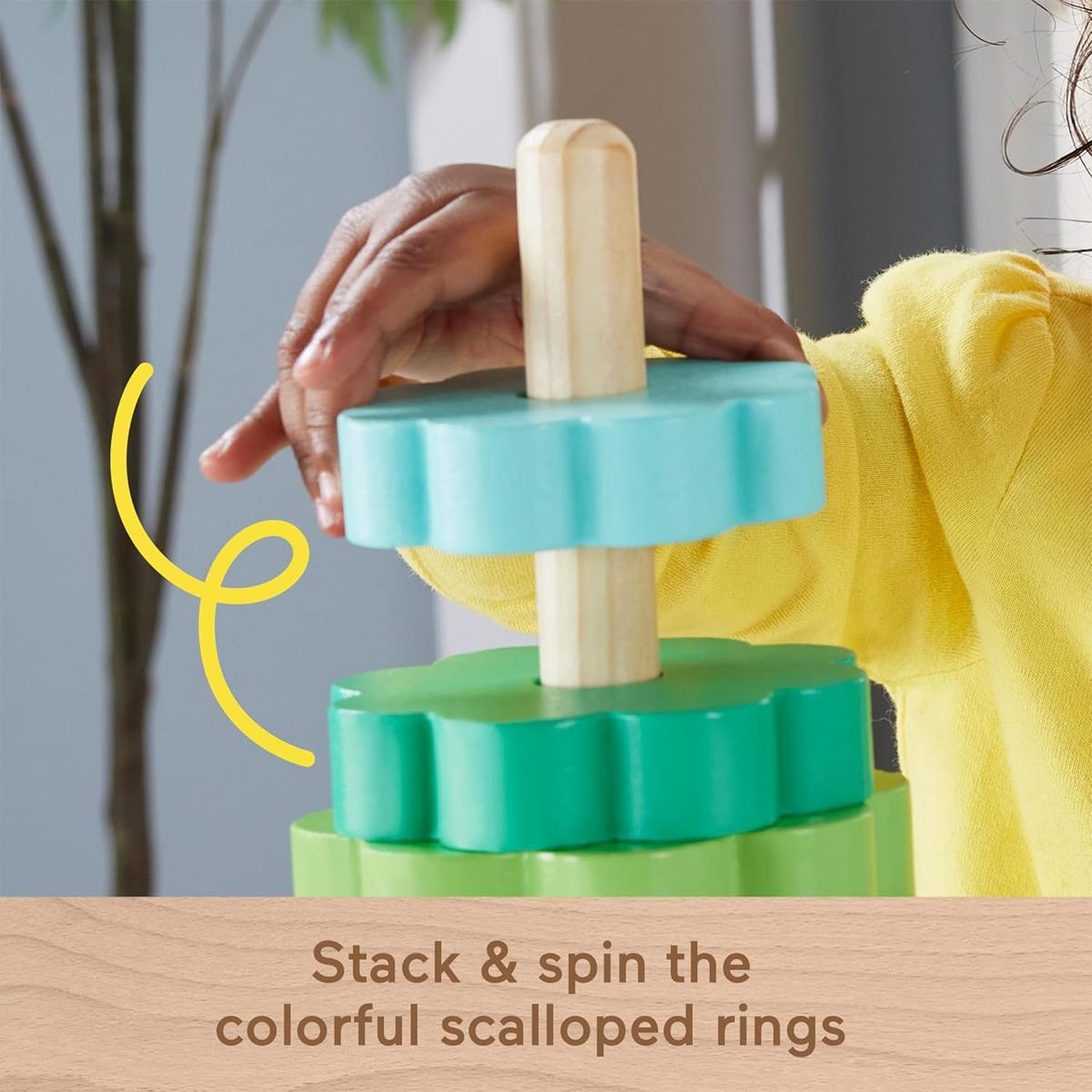 Fisher-Price Wooden Ring Stacker 10 Piece FSC Wood Toy Multicolor Ages 18+ Months - Image 3