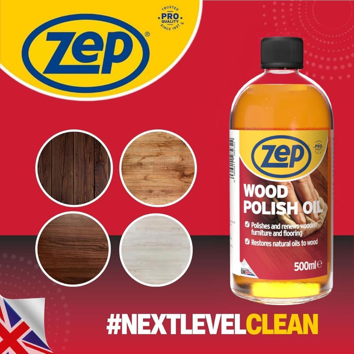Zep Wood Polish Oil 500ml Orange-Scented Furniture & Floor Polish for Wood Furniture Cabinets Doors & Flooring - Image 4