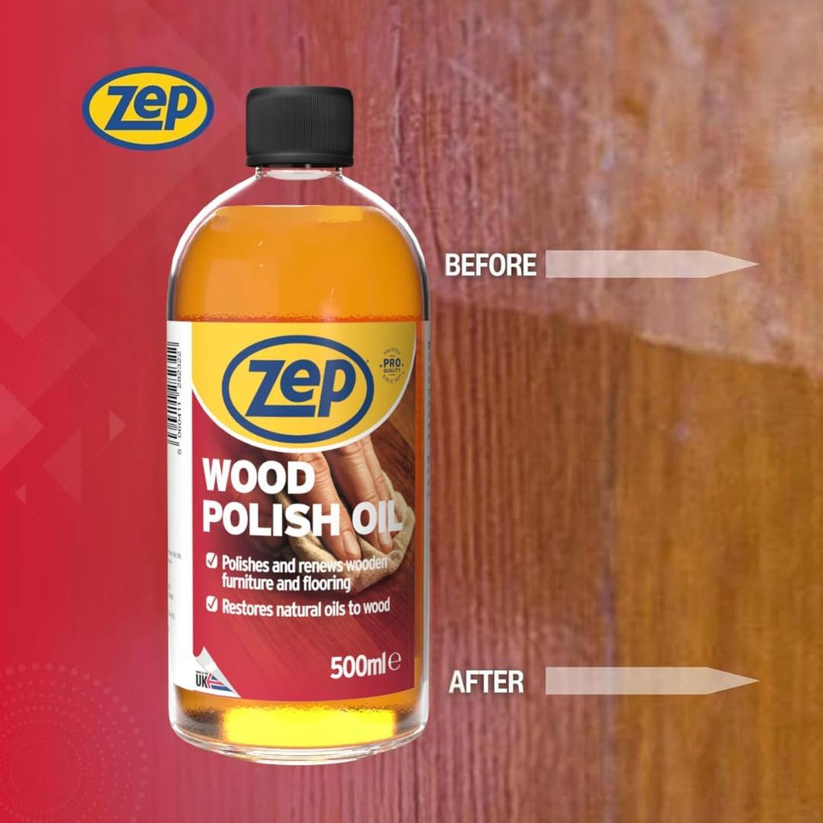 Zep Wood Polish Oil 500ml Orange-Scented Furniture & Floor Polish for Wood Furniture Cabinets Doors & Flooring - Image 5