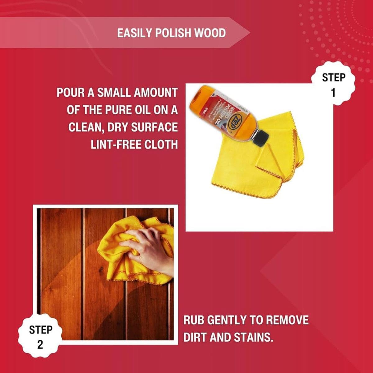 Zep Wood Polish Oil 500ml Orange-Scented Furniture & Floor Polish for Wood Furniture Cabinets Doors & Flooring - Image 6