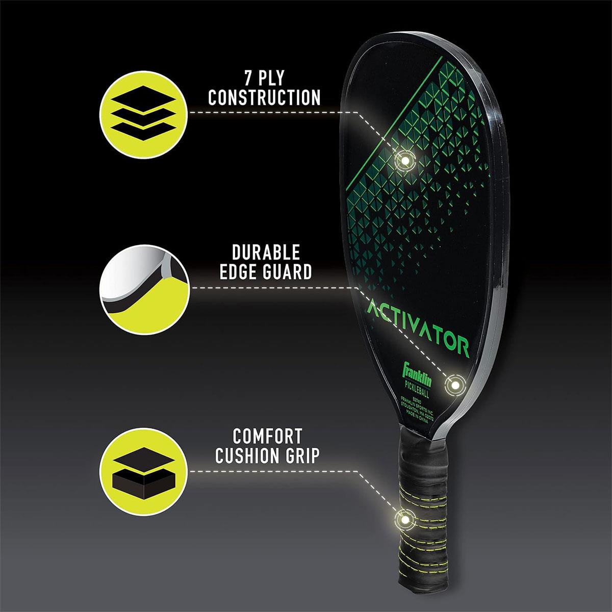 Franklin Sports Activator Wood Pickleball Paddle USAPA Approved 7-Ply Construction Small Grip Black/Green - Image 5