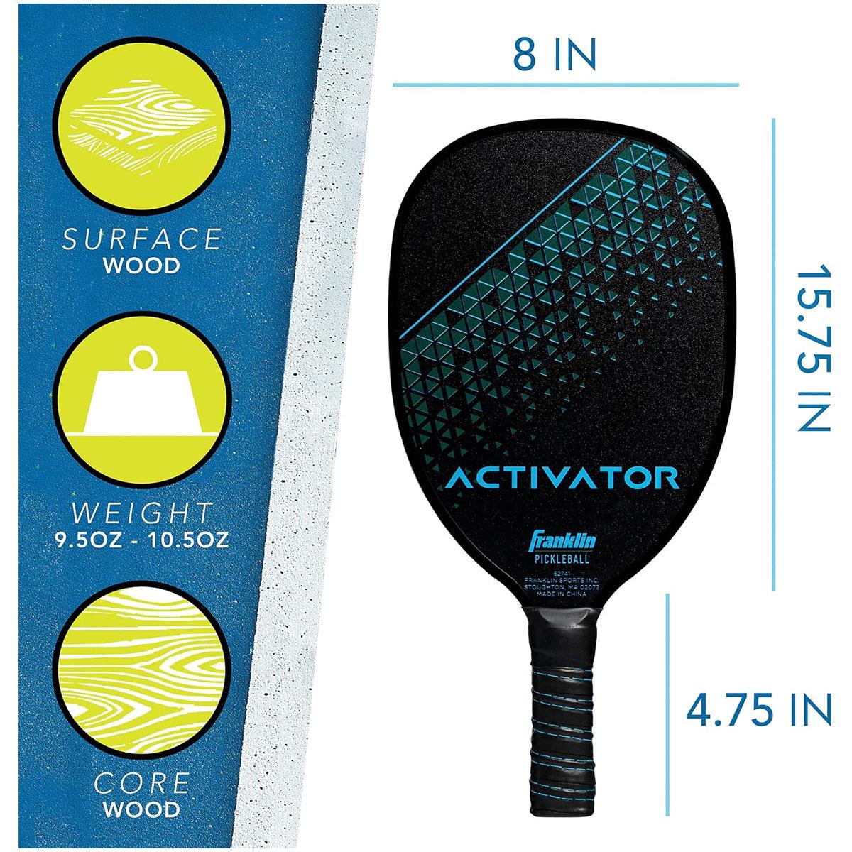 Franklin Sports Activator Wood Pickleball Paddle USAPA Approved 7-Ply Construction Small Grip Black Blue - Image 4