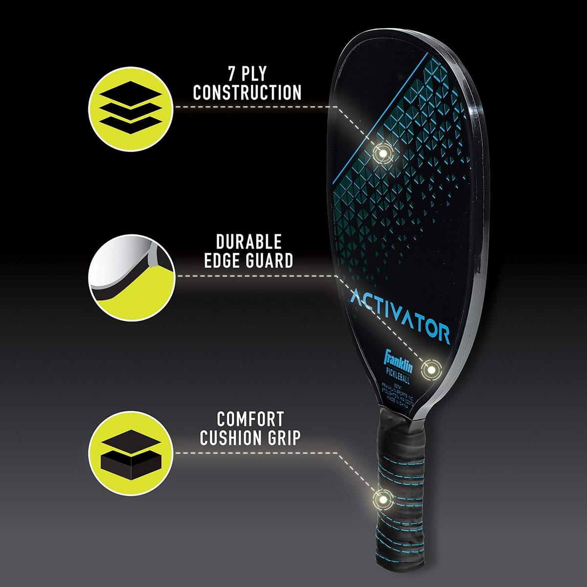 Franklin Sports Activator Wood Pickleball Paddle USAPA Approved 7-Ply Construction Small Grip Black Blue - Image 5