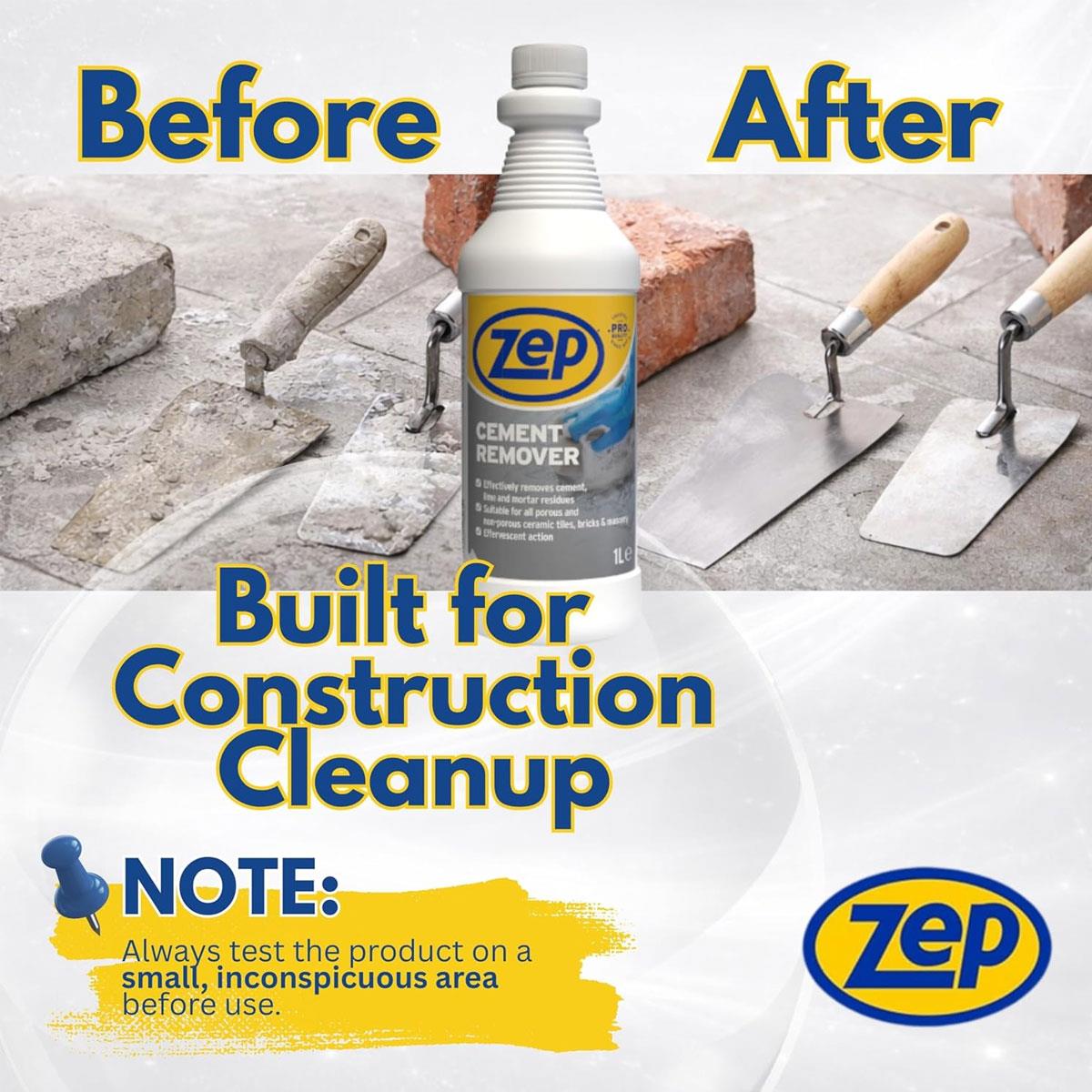 Zep Cement Remover 1L Concentrated Tile Brick & Masonry Cleaner for Cement Haze Mortar & Limescale Residue - Image 5