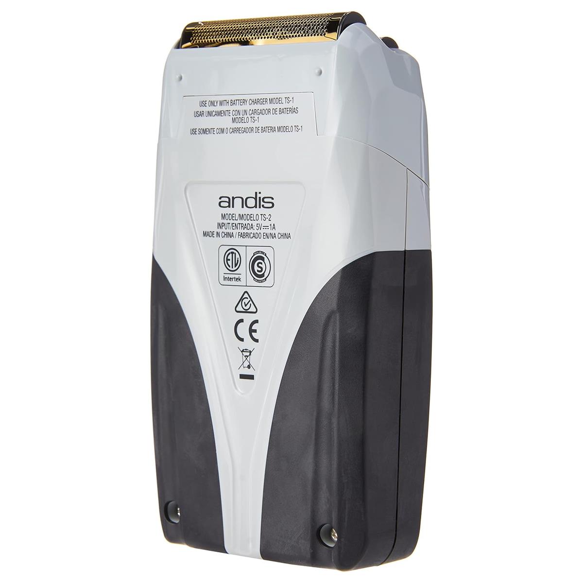 Andis ProFoil Lithium Plus Titanium Foil Shaver TS-2 Cordless Professional Cord/Cordless Rotary Motor Razor With Charging Stand - Grey/Black - Image 5