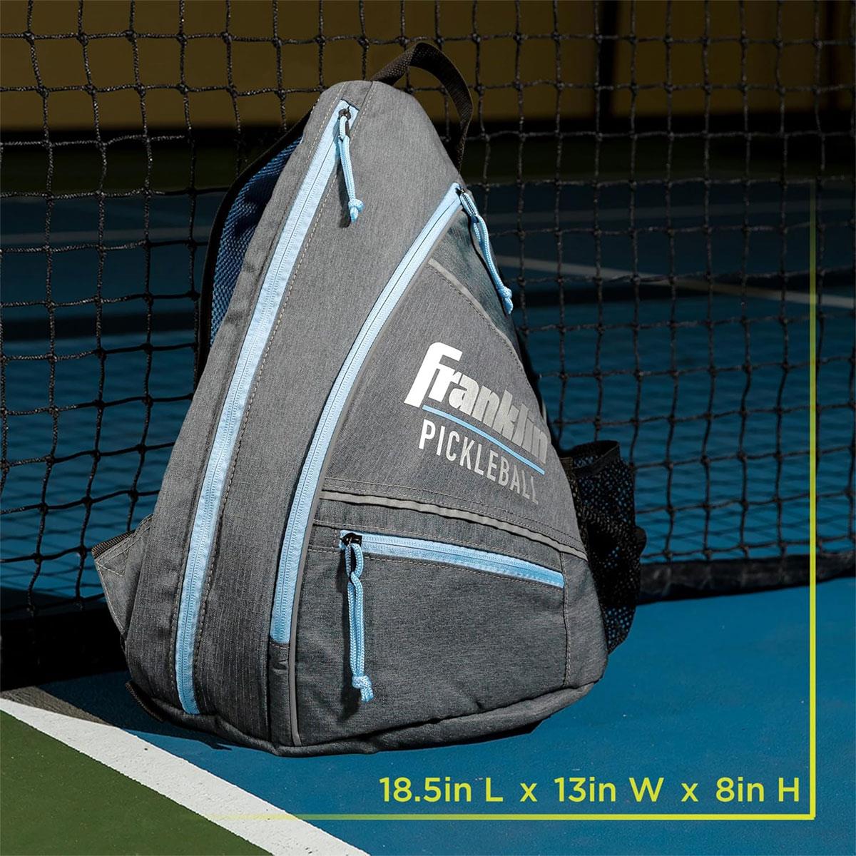 Franklin Sports Pickleball Sling Bag Backpack Gray/Blue Holds Up to 6 Paddles Balls & Accessories Official US Open Bag - Image 2