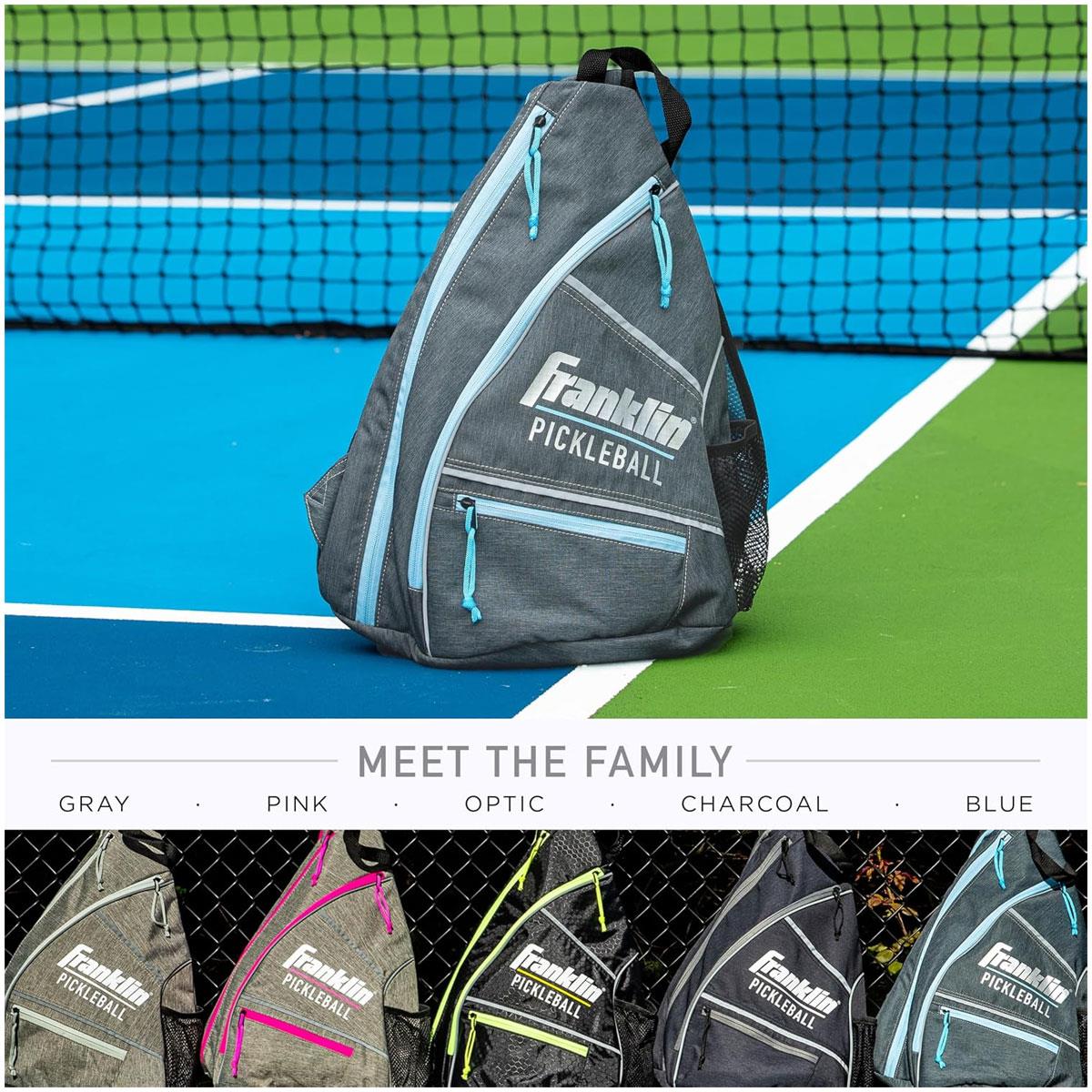 Franklin Sports Pickleball Sling Bag Backpack Gray/Blue Holds Up to 6 Paddles Balls & Accessories Official US Open Bag - Image 5