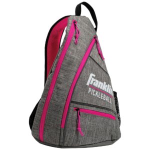 Franklin Sports Pickleball Sling Bag Backpack Gray/Pink 30L Holds Up to 6 Paddles Pickleballs & Accessories Official US Open Bag